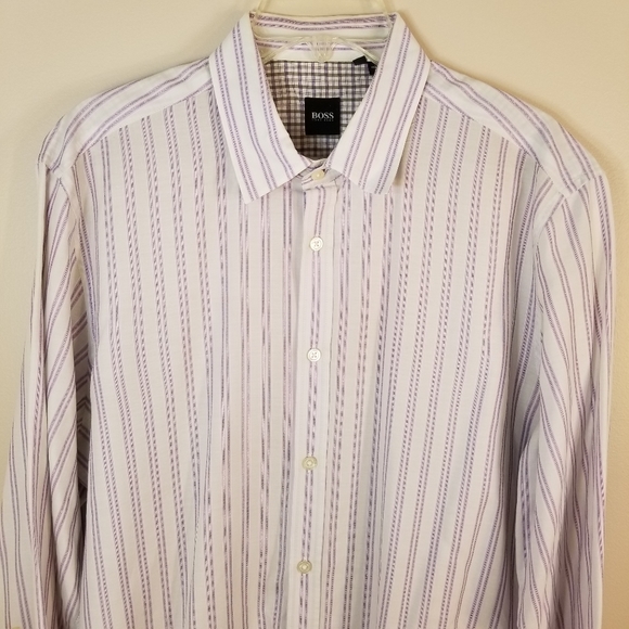 Hugo Boss BOSS Stripe Button Down Dress Shirt XL - Picture 7 of 16
